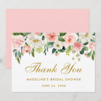 Bridal Shower Pink Blush Floral Gold Thanks P