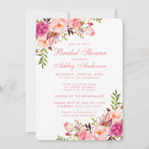 Bridal Shower Pink Blush Floral Invitation PRS
