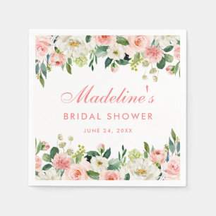 Bridal Shower Pink Blush Floral Napkin