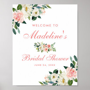 Bridal Shower Pink Blush Floral Welcome Poster