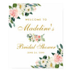 Bridal Shower Pink Blush Gold Floral Welcome