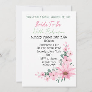 Bridal Shower Pink Flower Invite