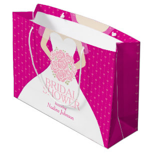 Bridal shower pink personalised large gift bag