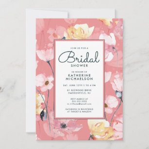 BRIDAL SHOWER Pink Poppies Invitation