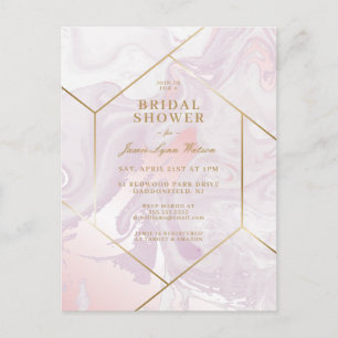BRIDAL SHOWER Pink Purple Marble Swirl Postcard