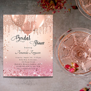 Bridal Shower pink rose balloons invitation