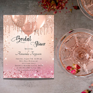 Bridal Shower pink rose gold budget invitation Flyer
