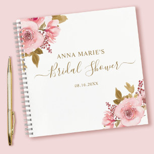 Bridal Shower Pink Rose Gold Guest Book
