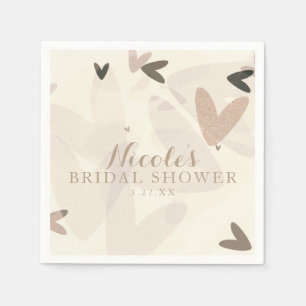 Bridal Shower Pink & Taupe Hearts Chic Party Napkin