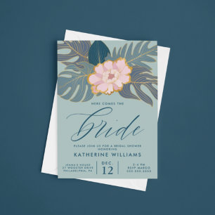 BRIDAL SHOWER   Pink Tropical Lily Floral Invitation
