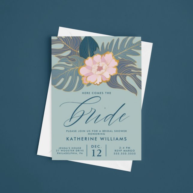 BRIDAL SHOWER | Pink Tropical Lily Floral Invitation (Creator Uploaded)