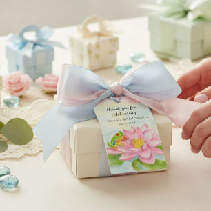 Bridal Shower Pink Waterlily & Tree Frog Gift Tags