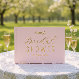 Bridal Shower Pink Yellow Gold Foil Guestbook