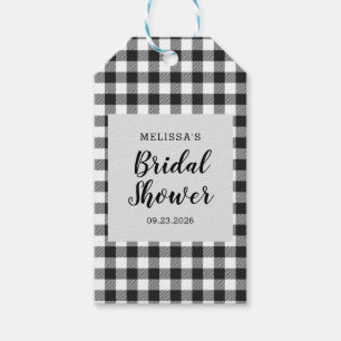 Bridal Shower Plaid Black White Gingham Gift Tags