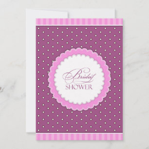Bridal Shower Polka Pink Purple Flat Invitation