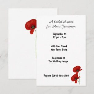 Bridal Shower Poppy Red Invitation
