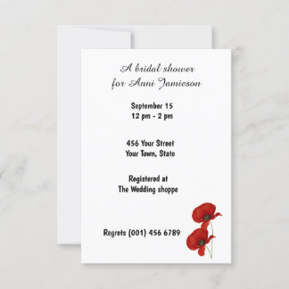 Bridal Shower  Poppy Red  Invitation