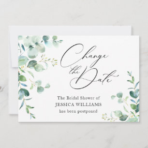 Bridal Shower Postponed Change the Date Eucalyptus Invitation