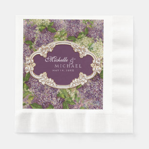 Bridal Shower Pretty Lilacs Wedding Vintage Gold Napkin