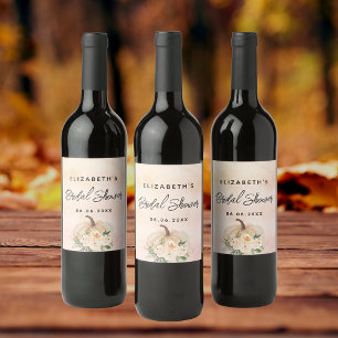 Bridal shower pumpkin fall cream rose gold wine label