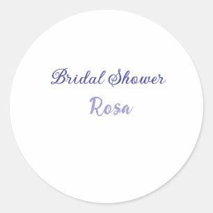 Bridal shower purple add name date elegantstylish  classic round sticker