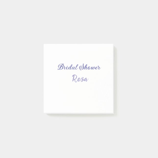 Bridal shower purple add name date elegantstylish  post-it notes (Front)