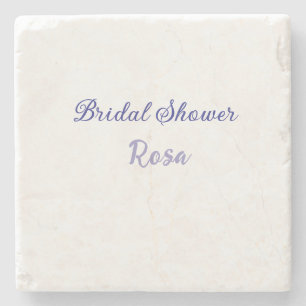 Bridal shower purple add name date elegantstylish  stone coaster