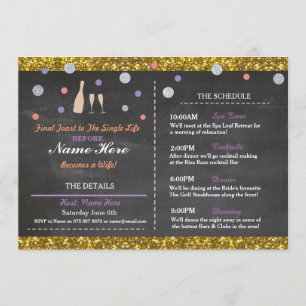 Bridal Shower Purple Chalk Itinerary Bachelorette Programme