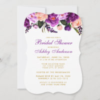 Bridal Shower Purple Gold Floral Invite B