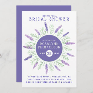 BRIDAL SHOWER Purple Pastel Lavender Invitation