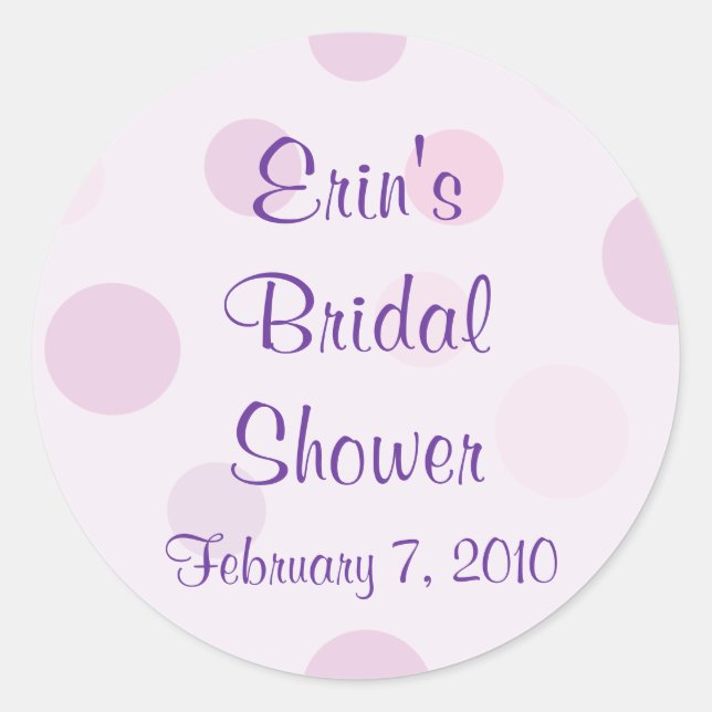 Bridal Shower Purple Polka Dot Theme Stickers (Front)