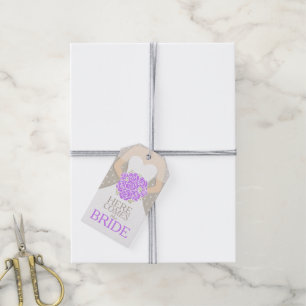 Bridal shower purple rehearsal wedding gift tag
