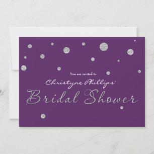 BRIDAL SHOWER Purple & Silver Glitter Modern Card