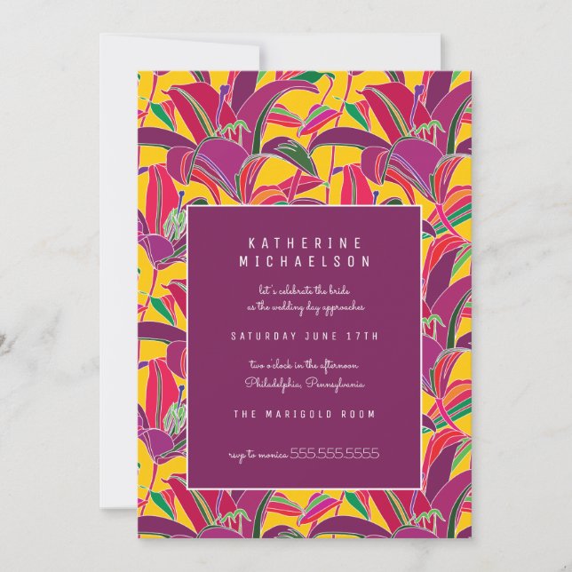 BRIDAL SHOWER | Purple Tiger Lily Invitation (Front)