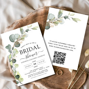 Bridal Shower QR Code Greenery Eucalyptus Invitation