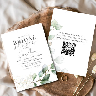 Bridal Shower QR Code Greenery Eucalyptus Invitation