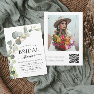 Bridal Shower QR Code Photo Eucalyptus Invitation
