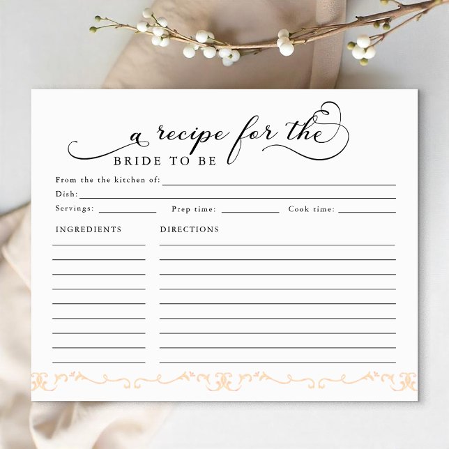 Bridal Shower Recipe Card – A Recipe for the Bride (Bridal Shower Recipe Card Keepsake)