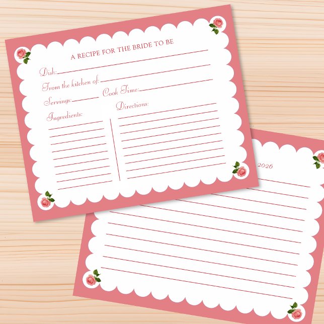 Bridal Shower Recipe Card Elegant Rose Dusty Pink (Creator Uploaded)