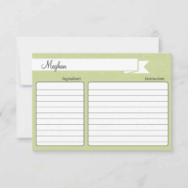 Bridal Shower Recipe Card - Green (Front)