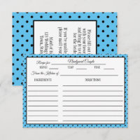 Bridal Shower Recipe Card Polka Dot Blue