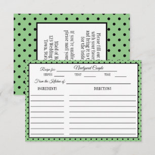 Bridal Shower Recipe Card Polka Dot Sage Green
