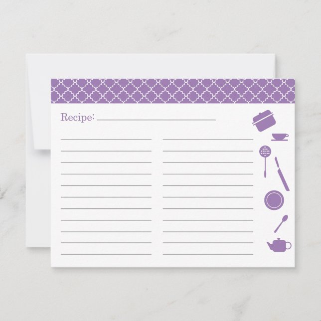 Bridal Shower Recipe Card - Purple (Front)