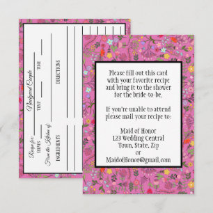 Bridal Shower Recipe Card Wildflowers on Purple