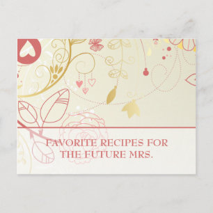 Bridal Shower Recipe Cards- Vintage Floral Postcard