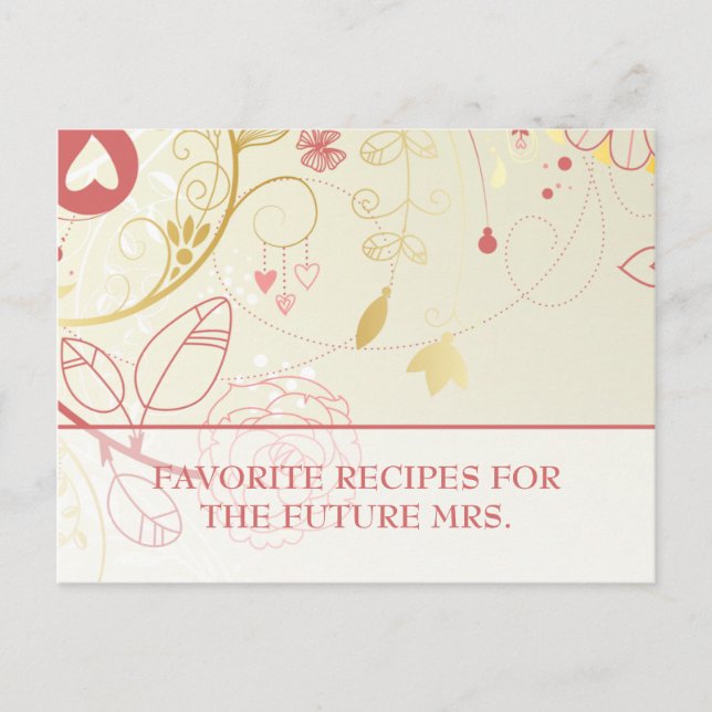 Bridal Shower Recipe Cards- Vintage Floral Postcard (Front)