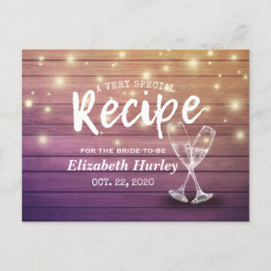 Bridal Shower Recipe Champagne Glasses Wood Lights Postcard
