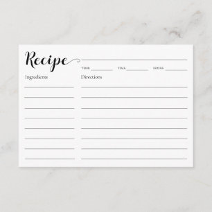 Bridal Shower Recipe Enclosure Card