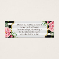 Bridal Shower Recipe Poem Pink Floral Stripes