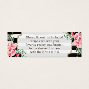 Bridal Shower Recipe Poem Pink Floral Stripes